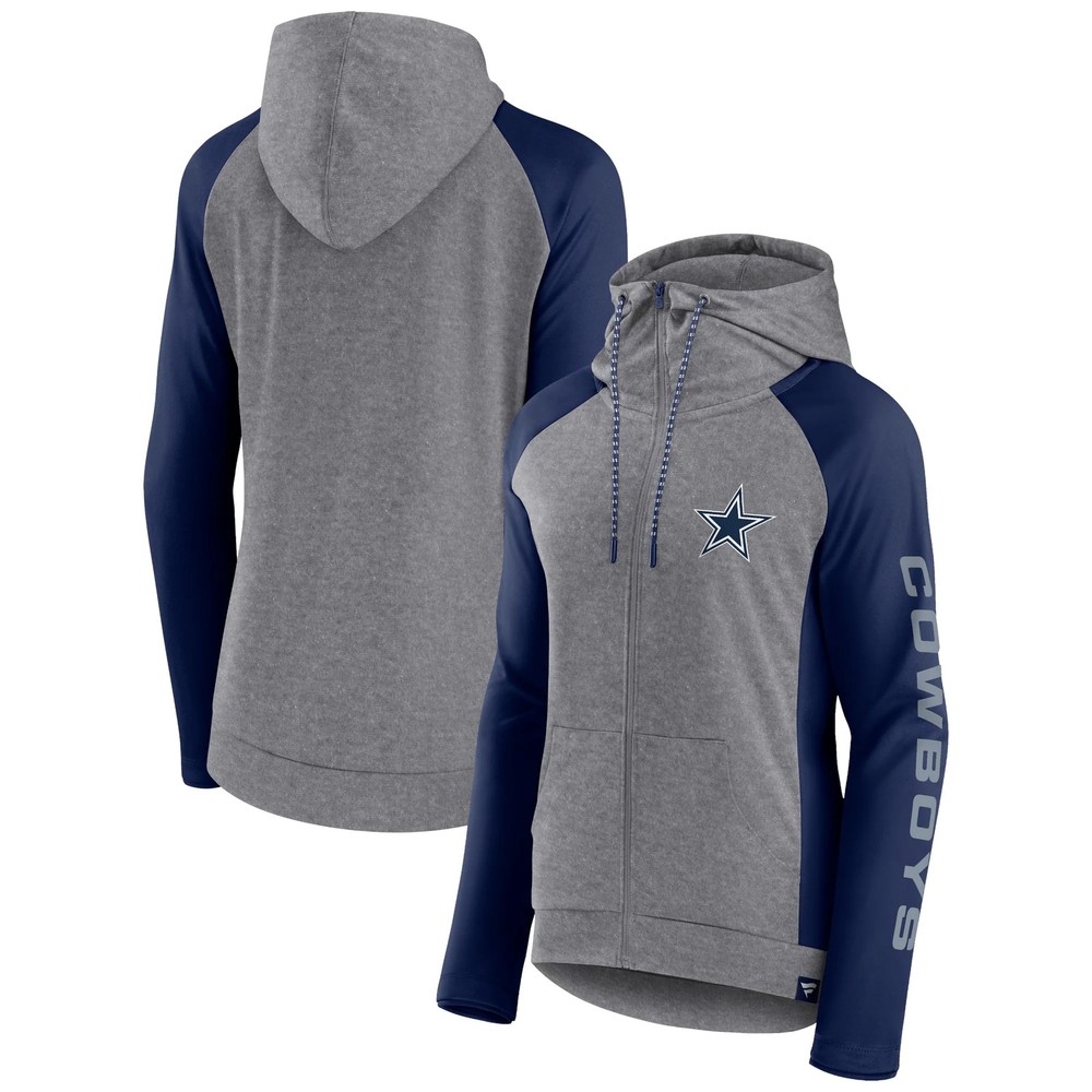 Dallas Cowboys Fanatics Branded Women&rsquo;s Blind Side Full Zip Hoodie -Gray