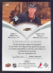 2010-11 Upper Deck Ultimate Collection #101 Cam Fowler Autograph RC Auto /299