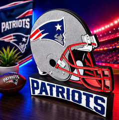 New England Patriots 3D Printed Helmet Sign Desk Display Football Decor