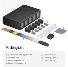 Trading Card Storage Box 5-Row 3900+ Capacity, Black | MTG Card Case with Magnet