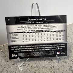 2026 Topps Chrome Black Jordan Beck Blue Refractor RC /150 Rockies