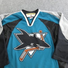 San Jose Sharks Hockey Jersey Mens Medium Teal Blue NHL Koho Air Knit Canada