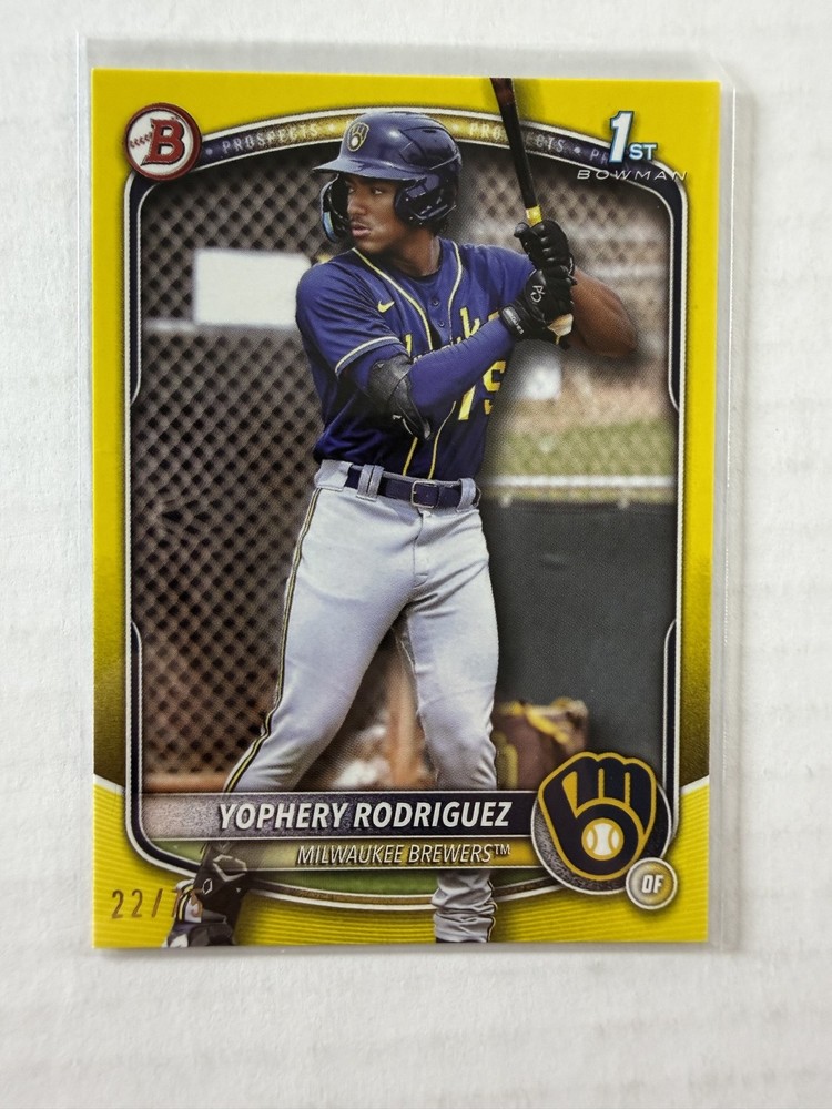 Yophery Rodriguez 2025 Bowman #BP-36 Bowman 1st Yellow Border /75 Brewers