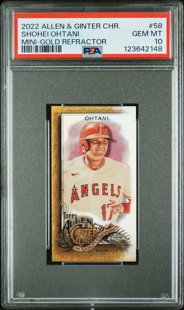 2022 ALLEN & GINTER CHROME MINI-GOLD REFRACTOR #58 SHOHEI OHTANI 44/50 PSA 10