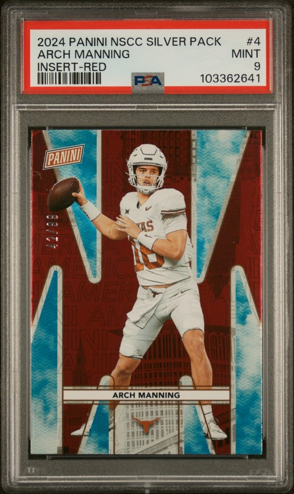 ARCH MANNING RC 2024 PANINI NATIONAL SILVER PACK RED ROOKIE SP 42/99 PSA 9 MINT