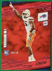 Greg Rousseau /30 2021 Panini Prestige Rookies Xtra Points Red #252 RC Bills SSP