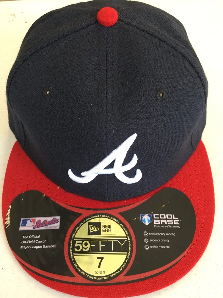 ATLANTA BRAVES MLB NEW ERA 5950 NAVY WHITE « A » RED BRIM BLACK UNDER FITTED HAT