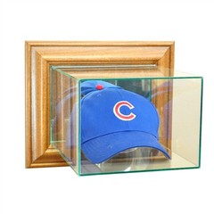 Baseball Hat Display Case USA Walnut Wood & Thick Glass Wall Mount MLB Cap Rack