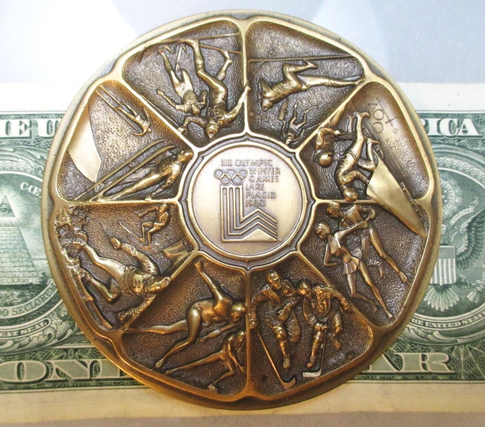 1980 WINTER OLYMPICS calander BRONZE medallian Lake Placid, N.Y.
