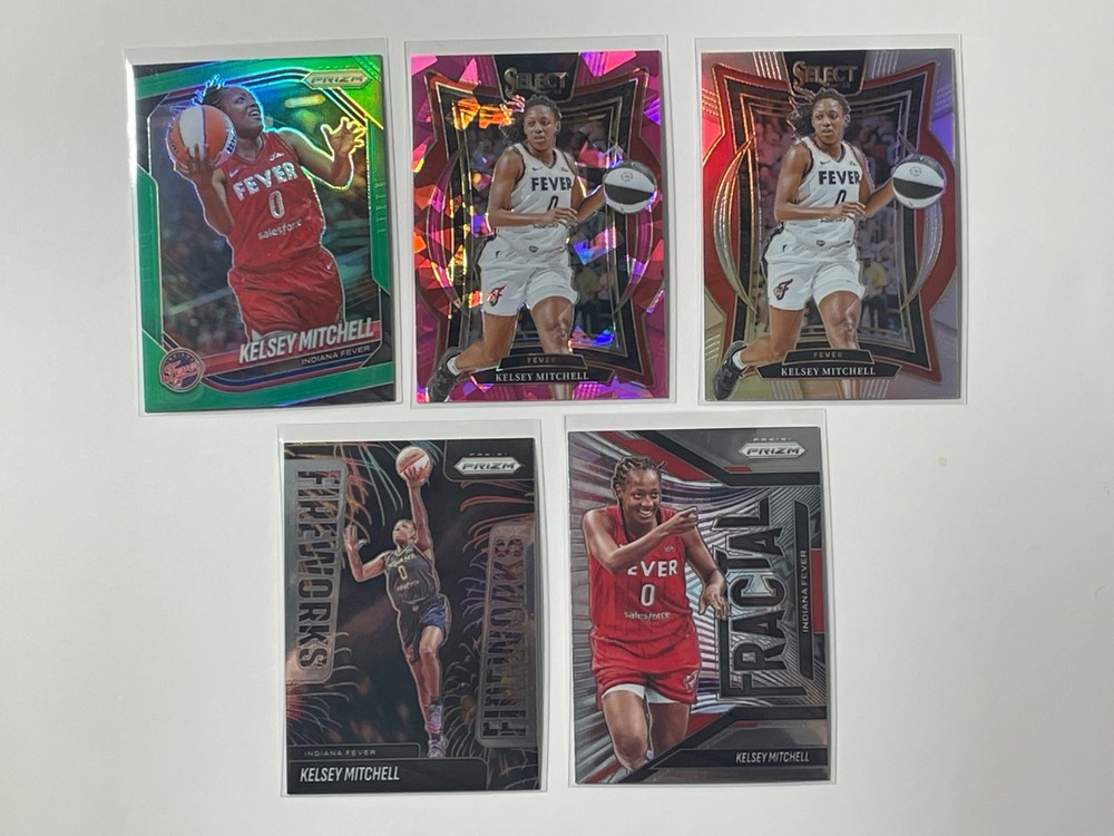 KELSEY MITCHELL 5 CARDS 2025 PRIZM SELECT GREEN PINK ICE SILVER FIREWORKS FRACTA
