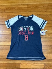 Soft as a Grape Boston Red Sox Womens T-Shirt Size XL Blue V-Neck MLB NEW NWT