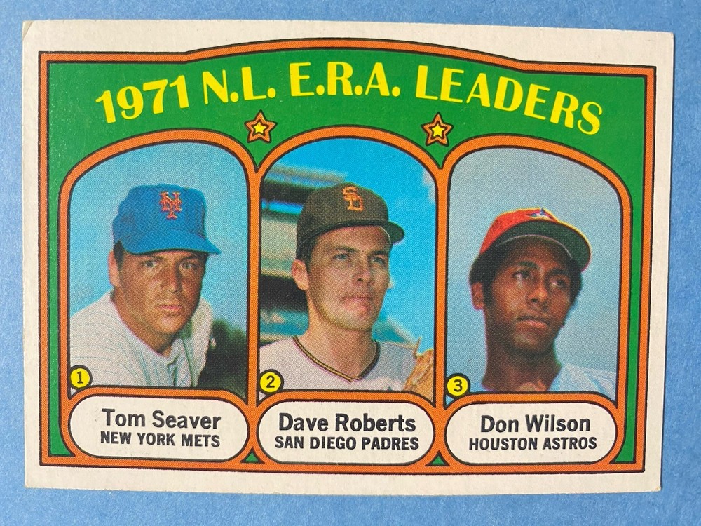 1972 Topps League Leaders HOF Tom Seaver Dave Roberts Don Wilson #91 No Creases