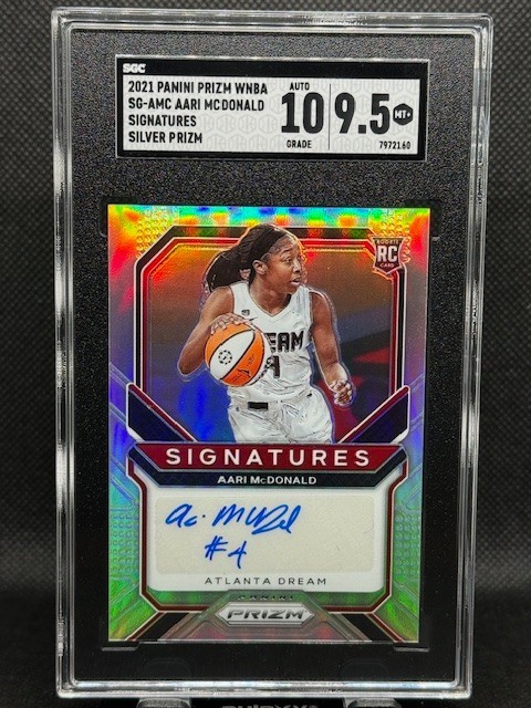 2021 PANINI PRIZM WNBA AARI MCDONALD (RC) SIGNATURES SILVER #SG-AMC SGC 9.5