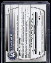 2025 Bowman Draft #BDC-6 Aidan West Sapphire Yellow /75