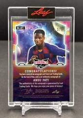 2022 LEAF VIBRANCE #BA-AF1 Ansu Fati Barcelona Encased Auto Green Rainbow /6