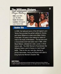 2003 NetPro #51 Serena Williams RC Venus Williams ROOKIE GOAT Tennis HOF ‘03