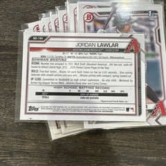 15 – 2021 Bowman Draft Paper Lot of Jordan Lawlar 1st Bowman #BD-194 15 cards