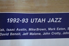 Vtg NBA 1992-1993 Utah Jazz Team Poster 19×24 Stockton Malone Coach Sloan Miller
