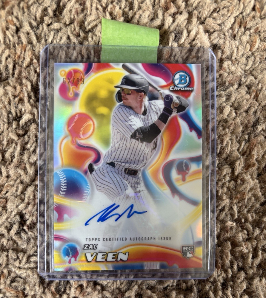 Topps 2025 Bowman Chrome Melt Mashers Auto Zac Veen Rockies RC 62/99