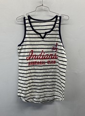 Cleveland Indians Chief Wahoo Striped Tank Top MLB Soft as a Grape Sz L