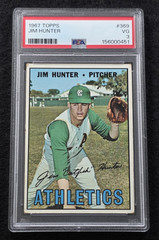 1967 JIM CATFISH HUNTER Topps Baseball Card-HOF-KANSAS CITY ATHLETICS-PSA