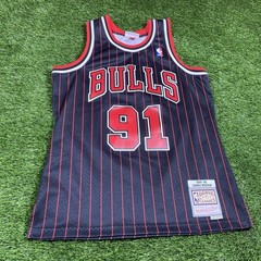 Dennis Rodman Chicago Bulls Jersey Mitchell Ness Mens Medium #91 Black