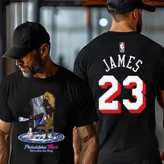 NEW!! LeBron James Philadelphia 76ers Mitchell & Ness Caricature T-Shirt