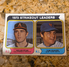 Topps 1974 Strikeout Leaders #207 Nolan Ryan Angels Tom Seaver Mets MLB