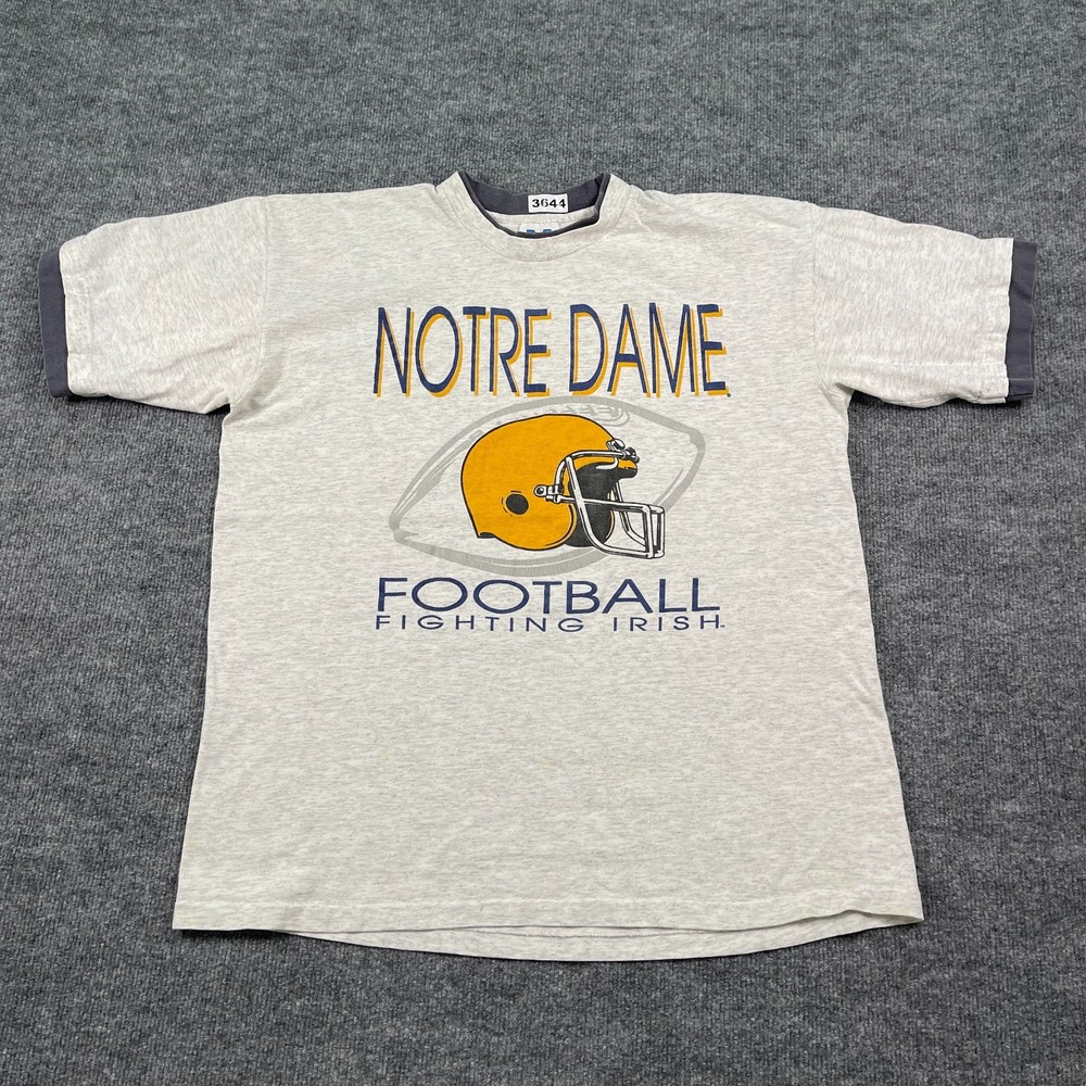 Vintage 90s Notre Dame Fighting Irish Shirt XL 24×27 Heathered Gray