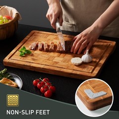 Bamboo Cutting Board Non Slip Heavy Duty Over Sink Wooden 16*11 in, Natural