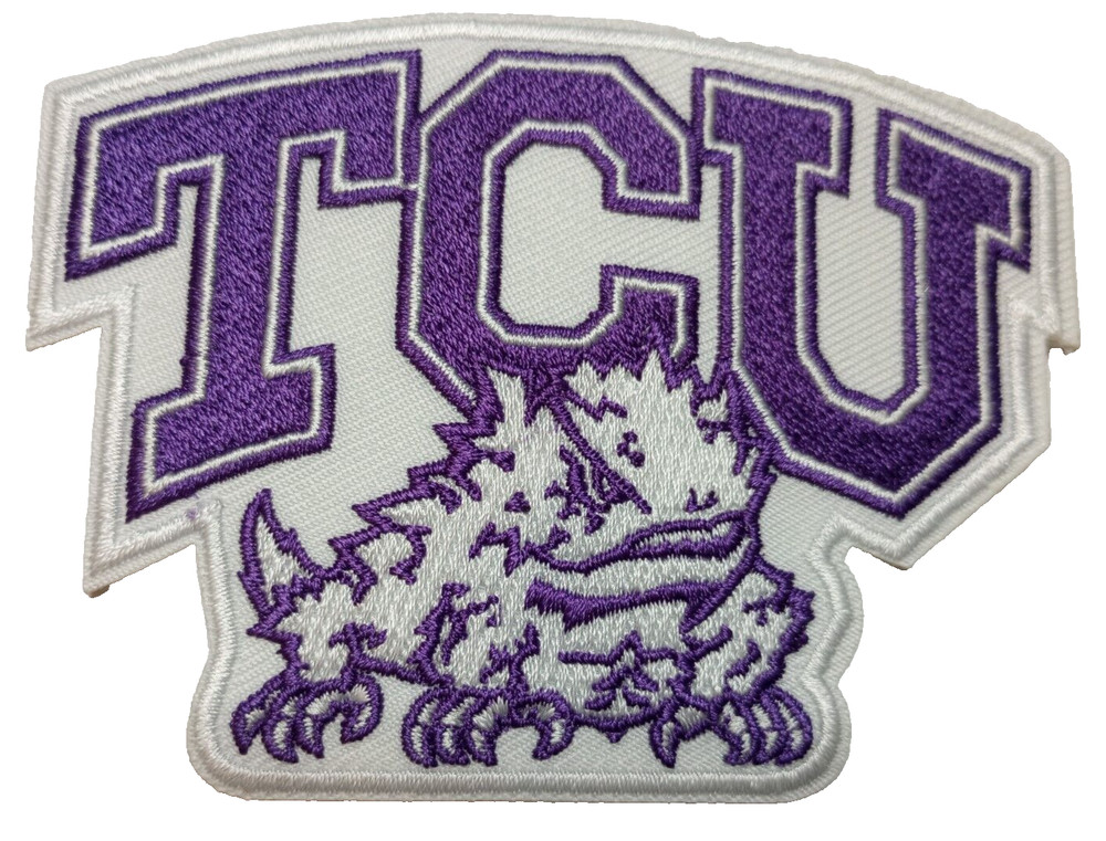 Texas Christian~TCU~Horn Frogs~Embroidered PATCH~3 1/2&Prime; x 2 3/4&Prime;~Iron or Sew On