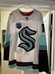 Seattle Kraken Away Jersey First Year Patch Size 50 Matty Beniers. See Pictures