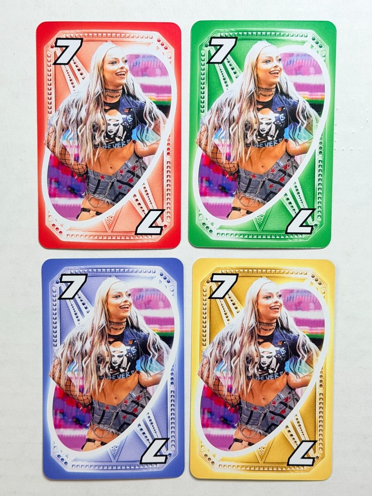 Liv Morgan 2025 Mattel UNO WWE Complete Rainbow Lot (4) Red Green Yellow Blue