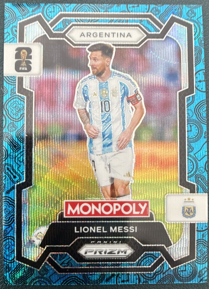 2026 Panini Prizm Monopoly World Cup Lionel Messi #1 FOUR CORNERS BLUE WAVE