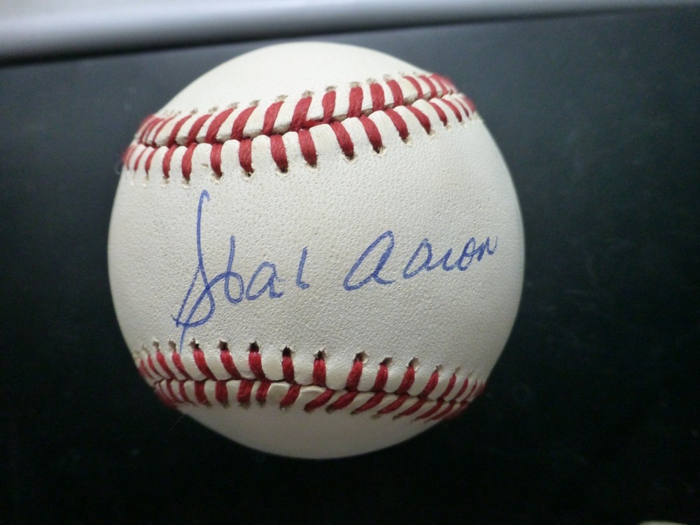 Hank Aaron & Al Downing Signed National League Baseball with Case & COA