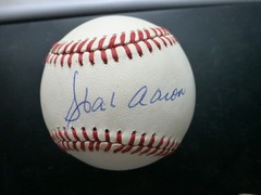 Hank Aaron & Al Downing Signed National League Baseball with Case & COA