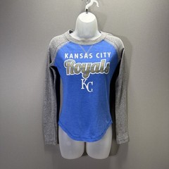 Soft As A Grape Kansas City Royals Womens T-Shirt Blue Long Sleeve Size S