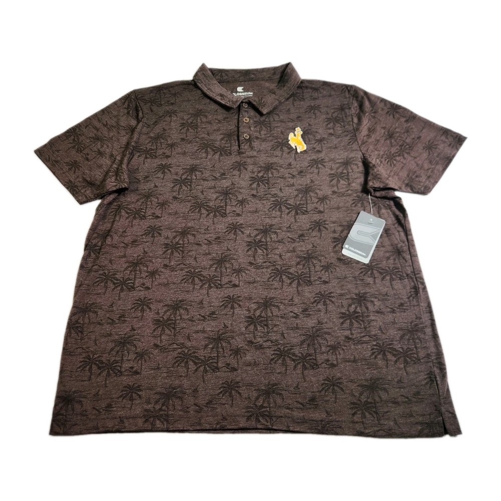 Wyoming Cowboys Fremen Palm Polo Shirt Men&rsquo;s Size 2XL Brown Short Sleeve New NWT