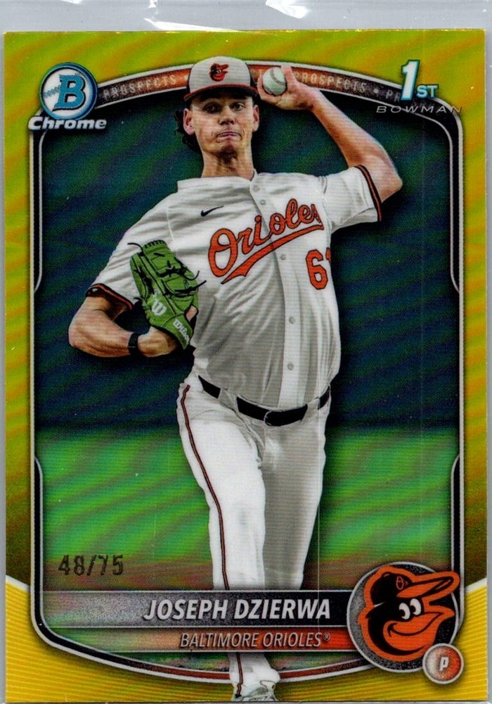 2025 Bowman Draft – Chrome Joseph Dzierwa #BDC-186 Yellow Refractor /75 (RC)