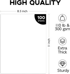 Cardstock 110 lb 8.5×11 White Heavyweight 300 GSM for Invitations Menus Posters