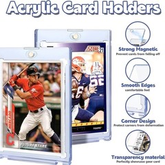 50PCS 35pt Magnetic Card Holder for Cards, One Touch Hard Plastic Thick Cases
