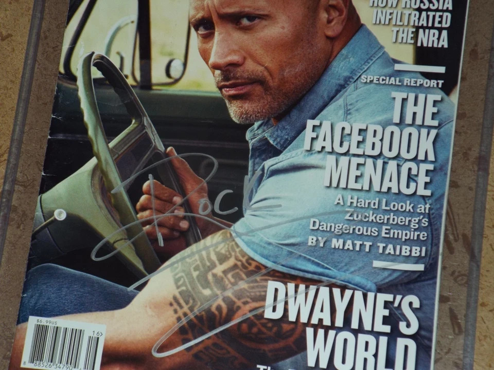 Dwayne Johnson The Rock Signed Autograph WWE PSA/DNA magazine photo