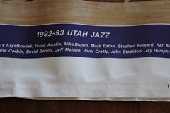Vtg NBA 1992-1993 Utah Jazz Team Poster 19×24 Stockton Malone Coach Sloan Miller