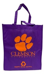 Clemson Tigers Printed Non-Woven Polypropylene Reusable Grocery Tote Bag