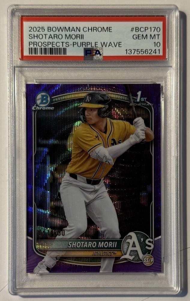 Shotaro Morii 2025 Bowman Chrome Prospect Purple Wave PSA 10