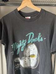 Vintage 90s Nutmeg NHL Anaheim Mighty Ducks Shirt Black Dark Grey Size M Disney