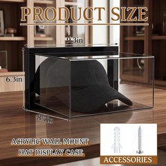 Hat Display Case Acrylic Mirrored Wall Mount Baseball MLB Sport Cap Clear Box