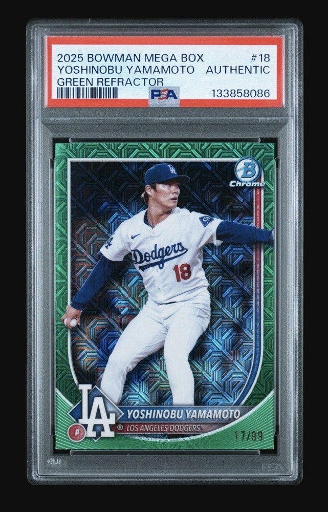 2025 Bowman – Yoshinobu Yamamoto #18 Chrome Green Mojo Refractor /99