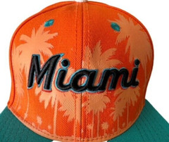 Florida Marlins Miami Snapback Hat Cap Orange Palm Trees ProStandard Embroidered