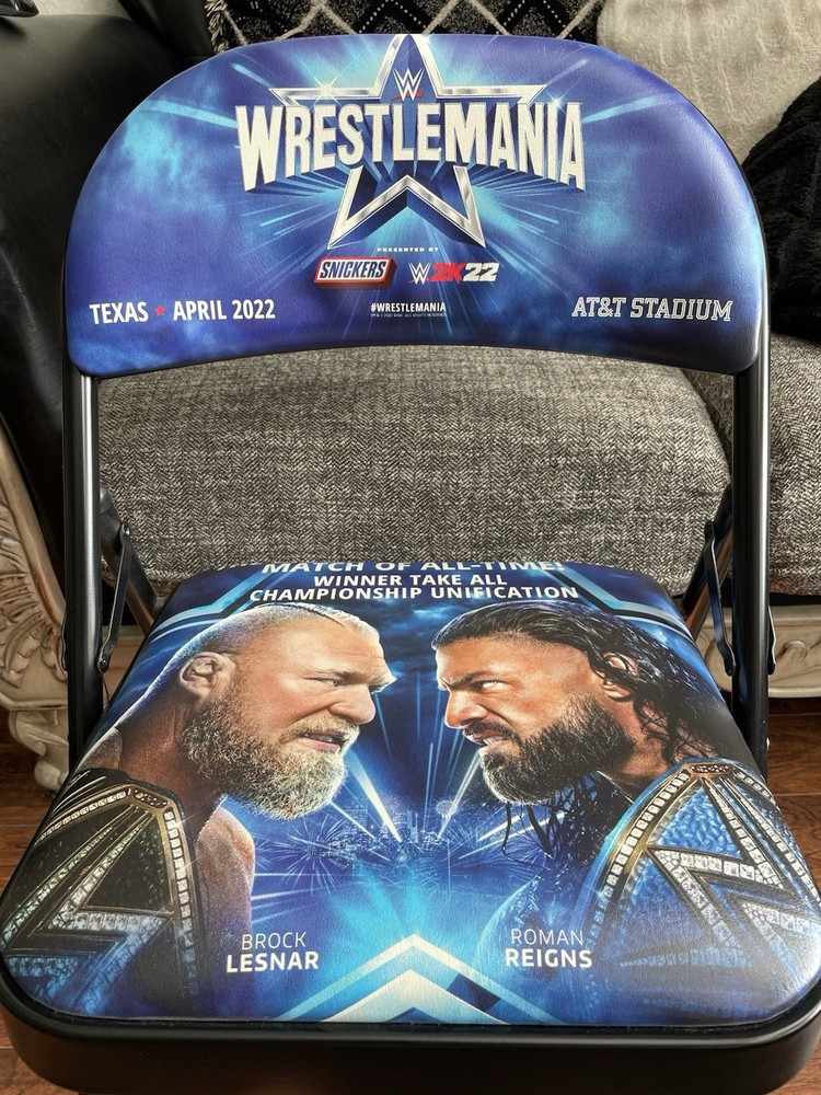 WWE WrestleMania Folding Chair Blue/Black Brock Lesnar vs Roman Reigns